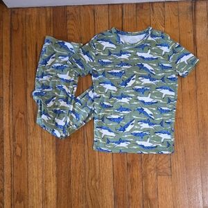 GAP Boys' Green and Blue Shark Print Pajama Set